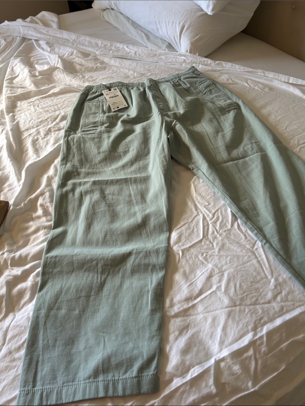 NWT Light blue/sage Wide Leg 10% Linen-90% cotton Blend Pants